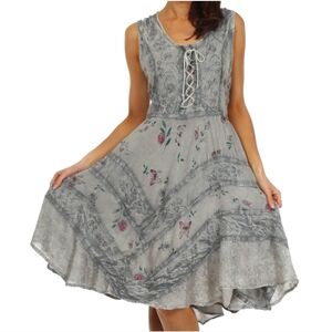 Advance Apparels Gray Sleeveless Scoop Neck Midi Dress